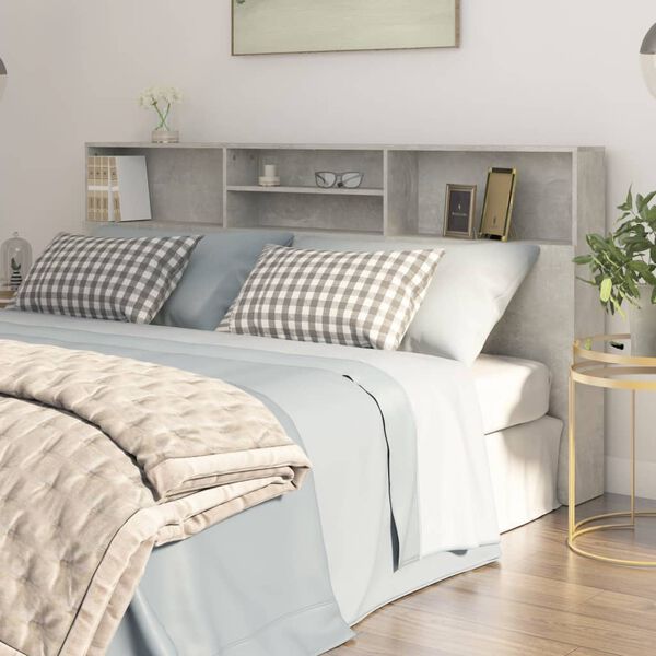 vidaXL Armoire de t&ecirc;te de lit Gris b&eacute;ton 200x19x103,5 cm