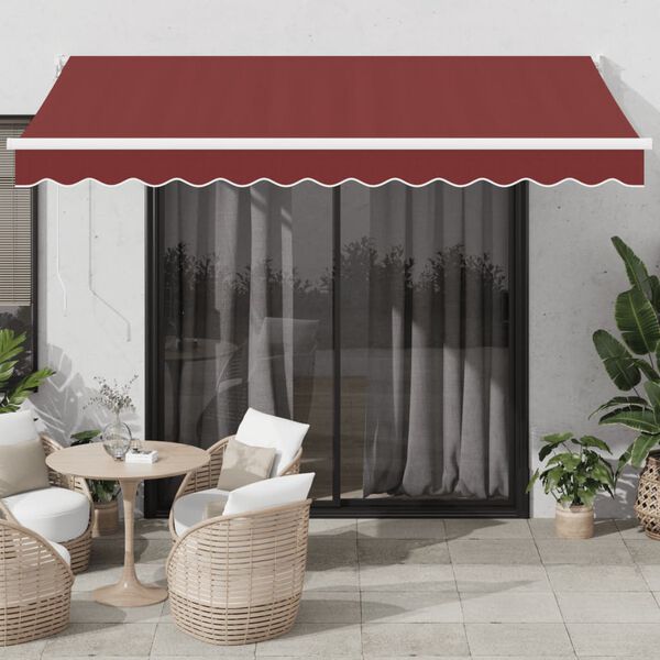 vidaXL Auvent manuel r&eacute;tractable bordeaux 350x250 cm