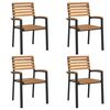 vidaXL Chaises de jardin empilables lot de 4 bois d'acacia et m&eacute;tal