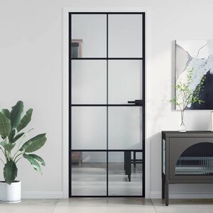 vidaXL Porte int&eacute;rieure mince noir 83x201,5 cm verre tremp&eacute; aluminium