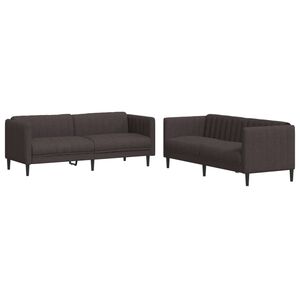 vidaXL Ensemble de canap&eacute;s 2 pcs marron fonc&eacute; tissu