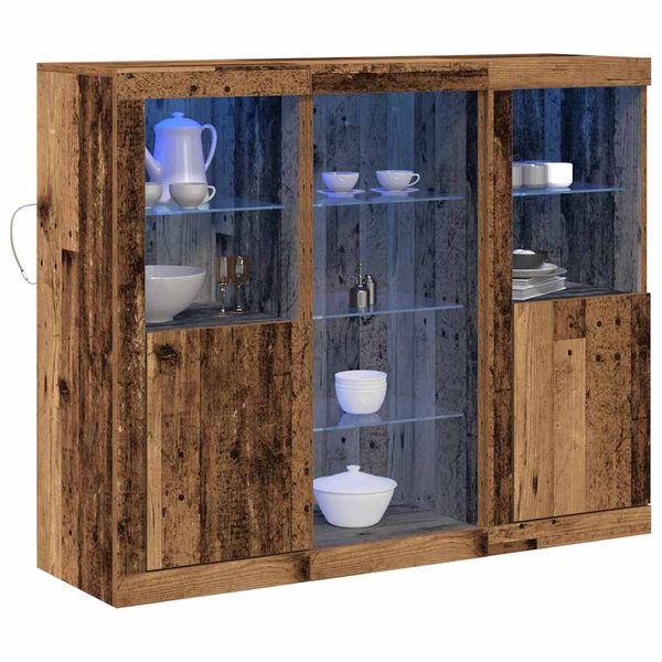 vidaXL Buffet LED Bois ancien 123 x 37 x 100 cm Bois d'ing&eacute;nierie