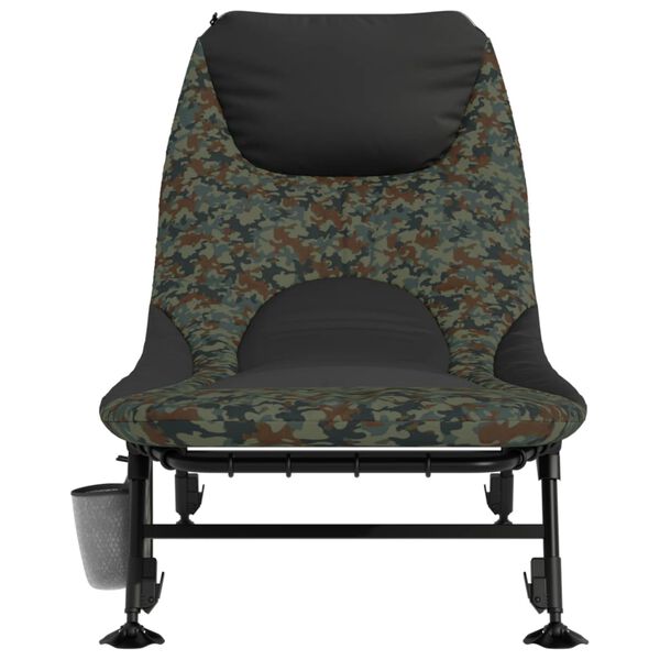 vidaXL Lit de p&ecirc;che avec pieds &agrave; boue r&eacute;glables pliable camouflage
