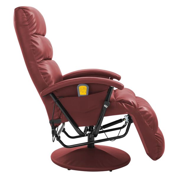 vidaXL Fauteuil de massage TV inclinable rouge bordeaux similicuir