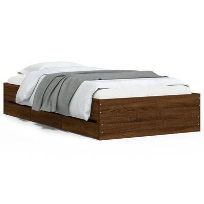 vidaXL Cadre de lit avec tiroirs sans matelas chêne marron 90x190 cm