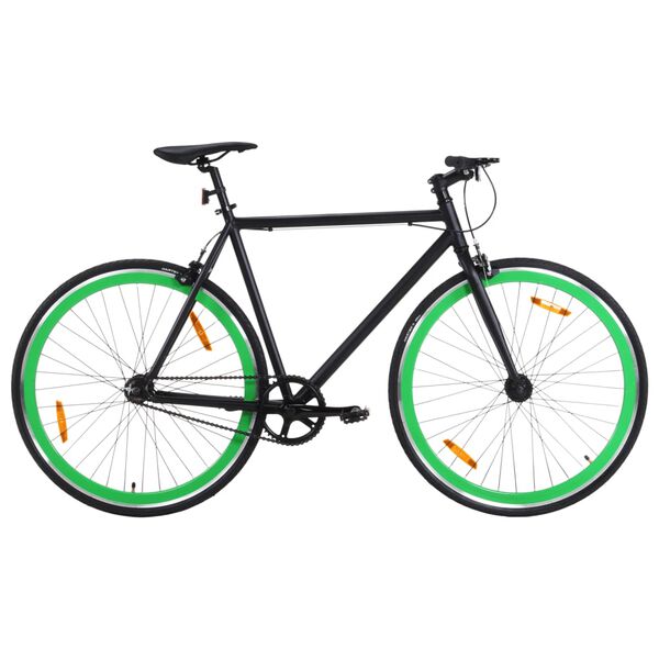vidaXL V&eacute;lo &agrave; pignon fixe noir et vert 700c 51 cm