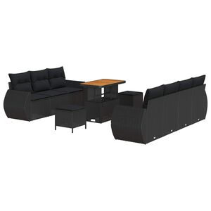 vidaXL Ensemble de canap&eacute; de jardin 10 pc 7 place Noir polyrotin