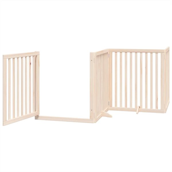 vidaXL Barri&egrave;re pour chiens avec porte 4 panneaux bois de peuplier