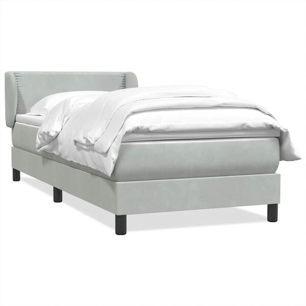 vidaXL Sommier &agrave; lattes de lit et matelas gris clair 90x220 cm velours