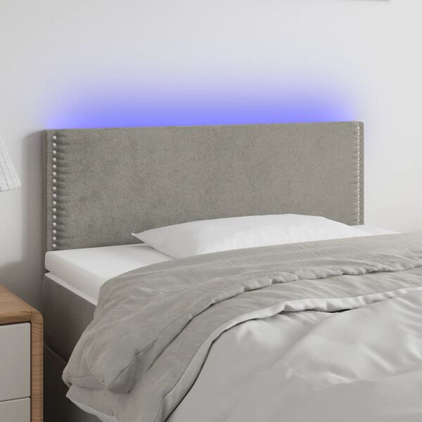 vidaXL T&ecirc;te de lit &agrave; LED Gris clair 100x5x78/88 cm Velours