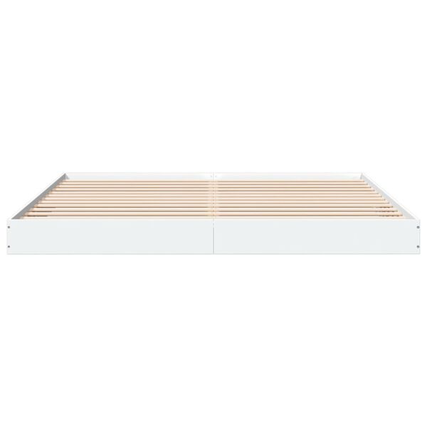 vidaXL Cadre de lit sans matelas blanc 200x200 cm bois d'ing&eacute;nierie