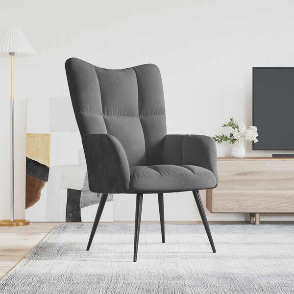 vidaXL Chaise de relaxation Gris fonc&eacute; Velours