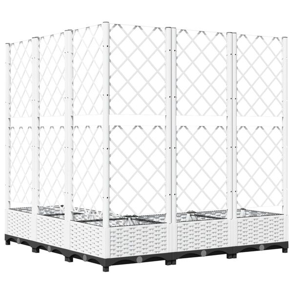 vidaXL Jardini&egrave;re avec treillis Blanc 120x120x121,5 cm PP