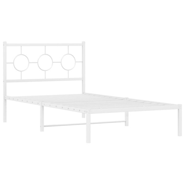 vidaXL Cadre de lit m&eacute;tal sans matelas et t&ecirc;te de lit blanc 100x190 cm
