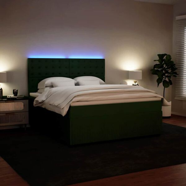 vidaXL Sommier &agrave; lattes de lit et matelas Vert fonc&eacute; 180x200cm Velours
