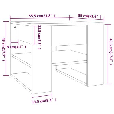vidaXL Table basse Chêne sonoma 55,5x55x45 cm Bois d'ingénierie