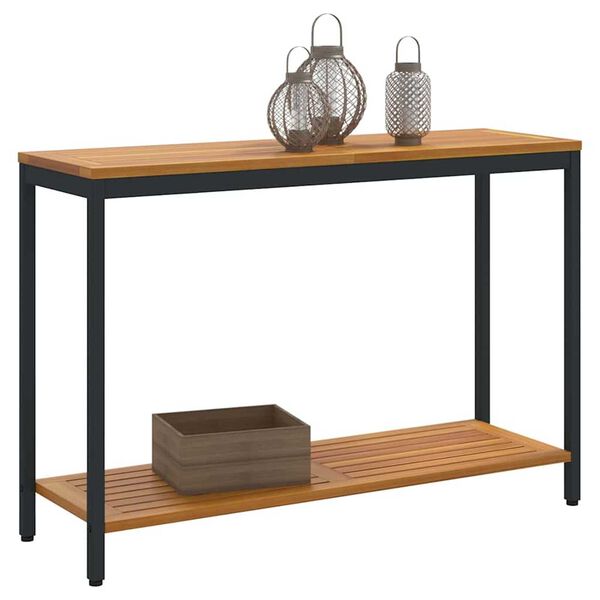 vidaXL Table de jardin avec stockage Naturel et noir 110 x 35 x 75 cm