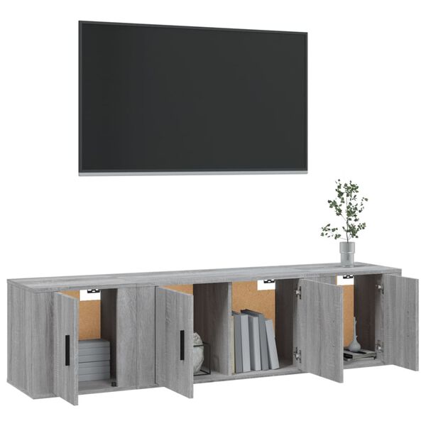 vidaXL Ensemble de meubles TV 3 pcs Sonoma gris Bois d'ing&eacute;nierie