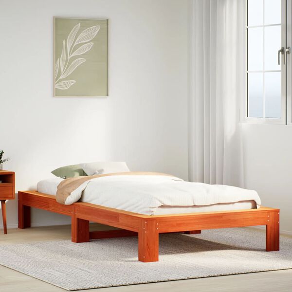 vidaXL Cadre de lit sans matelas cire marron 90x190 cm bois pin massif