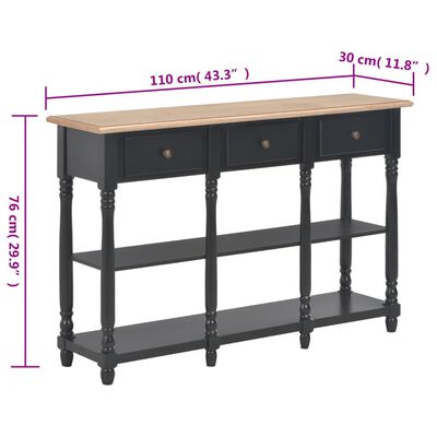 vidaXL Table console noir 110x30x76 cm bois d'ingénierie