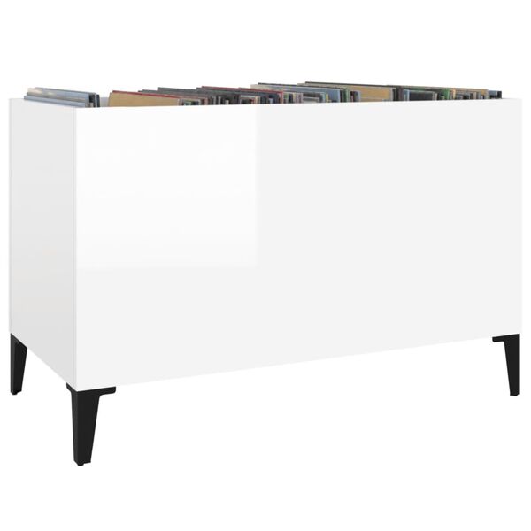 vidaXL Armoire &agrave; disques blanc brillant 74,5x38x48cm bois d'ing&eacute;nierie