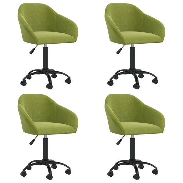 vidaXL Chaises pivotantes &agrave; manger lot de 4 vert clair velours
