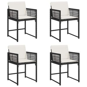 vidaXL Chaises de jardin lot de 4 avec coussins noir r&eacute;sine tress&eacute;e
