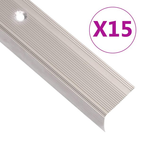 vidaXL Nez de marche forme en L 15 pcs aluminium 90 cm champagne