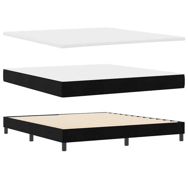 vidaXL Lit &agrave; ressorts avec matelas Noir 200 x 180 cm Polyester