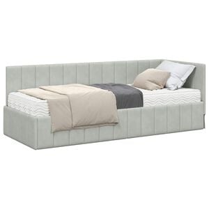 vidaXL Cadre de lit d'angle avec matelas 2 pc Gris clair 80 x 200 cm