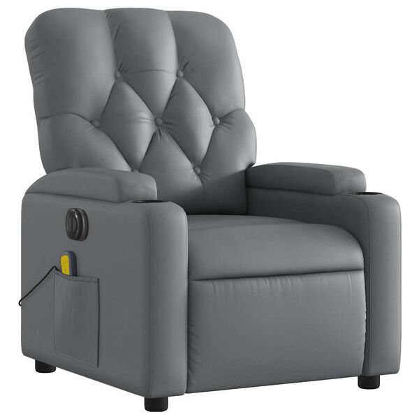 vidaXL Fauteuil de massage inclinable &eacute;lectrique gris similicuir