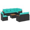 vidaXL Ensemble de canap&eacute; de jardin 9 pcs avec coussins noir r&eacute;sine tress&eacute;e