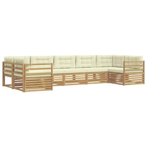 vidaXL Ensemble de canap&eacute;s d'ext&eacute;rieur 7 pc Blanc et cr&egrave;me Polyester