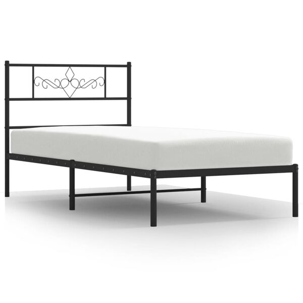 vidaXL Cadre de lit m&eacute;tal sans matelas avec t&ecirc;te de lit noir 80x200 cm