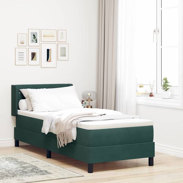 vidaXL Lit &agrave; ressorts avec matelas Vert fonc&eacute; 200 x 80 cm Polyester