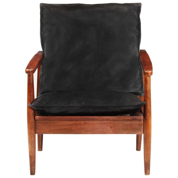 vidaXL Fauteuil noir cuir v&eacute;ritable et bois d'acacia solide
