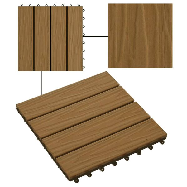 vidaXL Carreau de terrasse en relief 11 pcs WPC 30x30 cm 1 m²