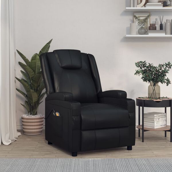 vidaXL Fauteuil de massage Noir Similicuir
