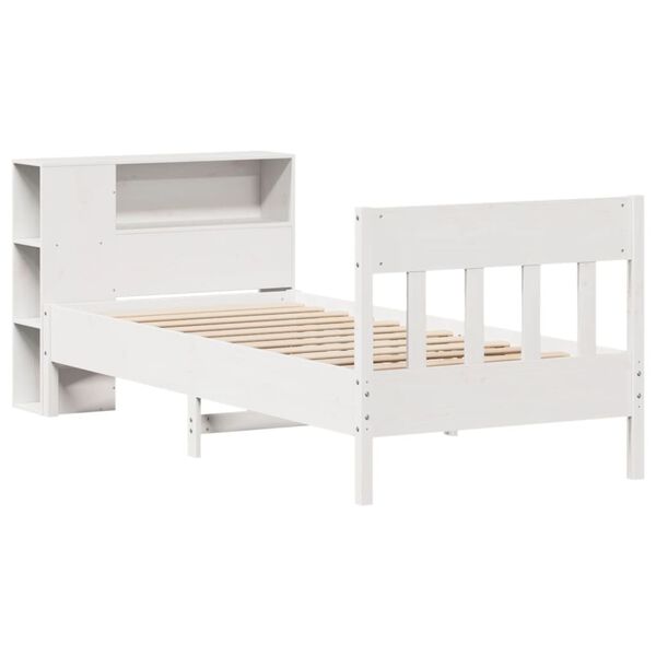 vidaXL Lit biblioth&egrave;que sans matelas blanc 100x200 cm bois pin massif
