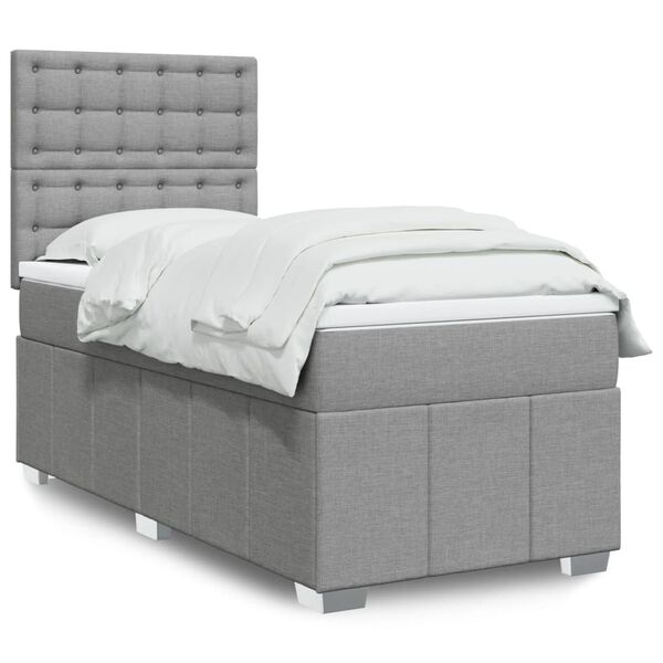 vidaXL Sommier &agrave; lattes de lit avec matelas gris clair 80x200 cm tissu