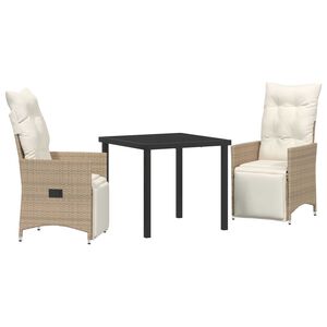 vidaXL Ensemble de salle &agrave; manger pour jardin 3 pcs Beige polyrotin