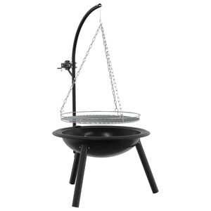 vidaXL Brasero avec grille de cuisson r&eacute;glable ⌀55,5 x 107,5 cm Acier