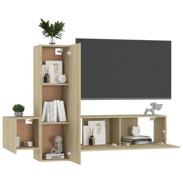 vidaXL Ensemble de meubles TV 3 pcs Chêne sonoma Bois d'ingénierie