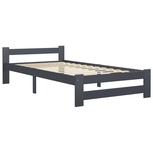 vidaXL Cadre de lit sans matelas gris foncé pin massif 100x200 cm
