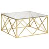 vidaXL Table basse dor&eacute; acier inoxydable et verre tremp&eacute;