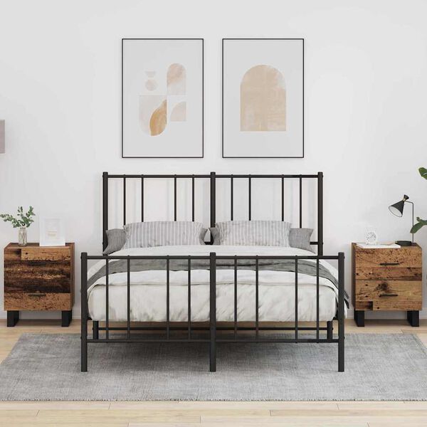 vidaXL Cabinet de chevet 2 pcs Bois ancien et noir 40 x 35 x 47,5 cm
