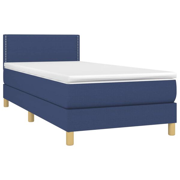 vidaXL Sommier &agrave; lattes de lit avec matelas LED Bleu 100x200 cm Tissu
