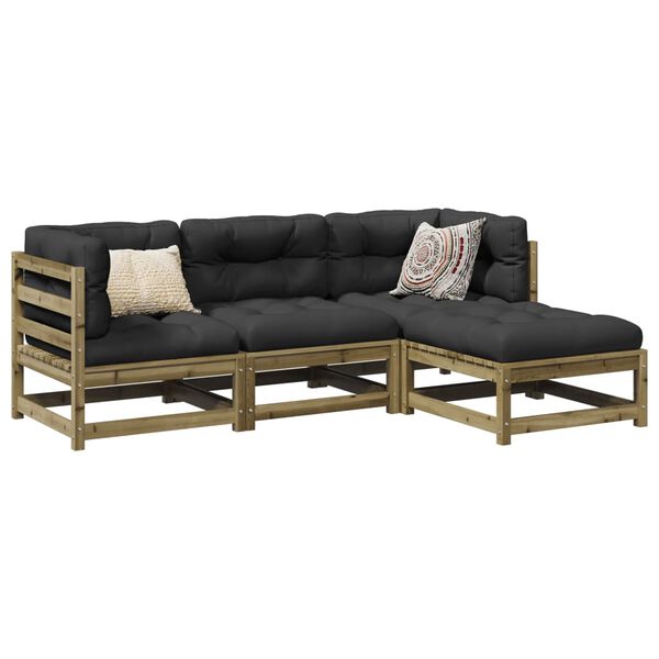 vidaXL Salon de jardin 4 pcs bois de pin impr&eacute;gn&eacute;