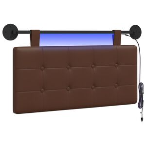 vidaXL T&ecirc;te de lit suspendue Avec lumi&egrave;re LED Marron Simili cuir