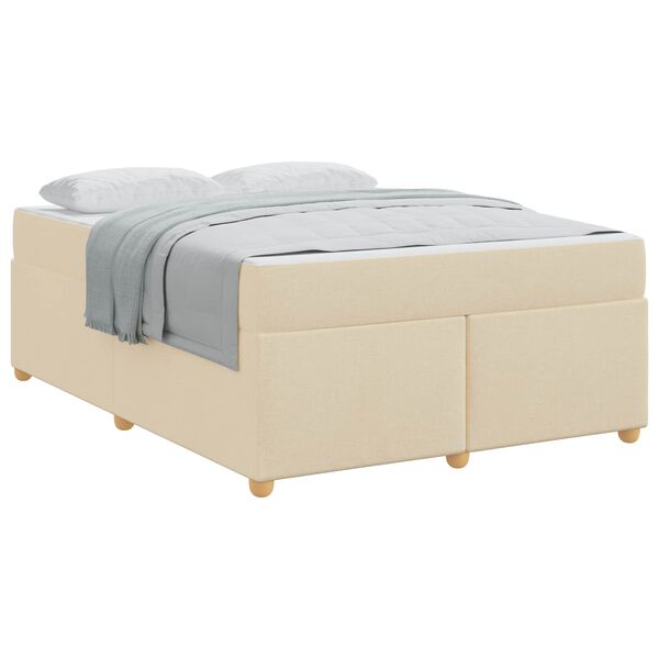 vidaXL Cadre de lit avec matelas Cr&egrave;me 140 x 200 cm tissu